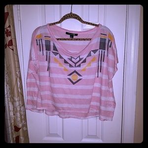 Forever 21 Tribal Print Striped Crop Top Size L